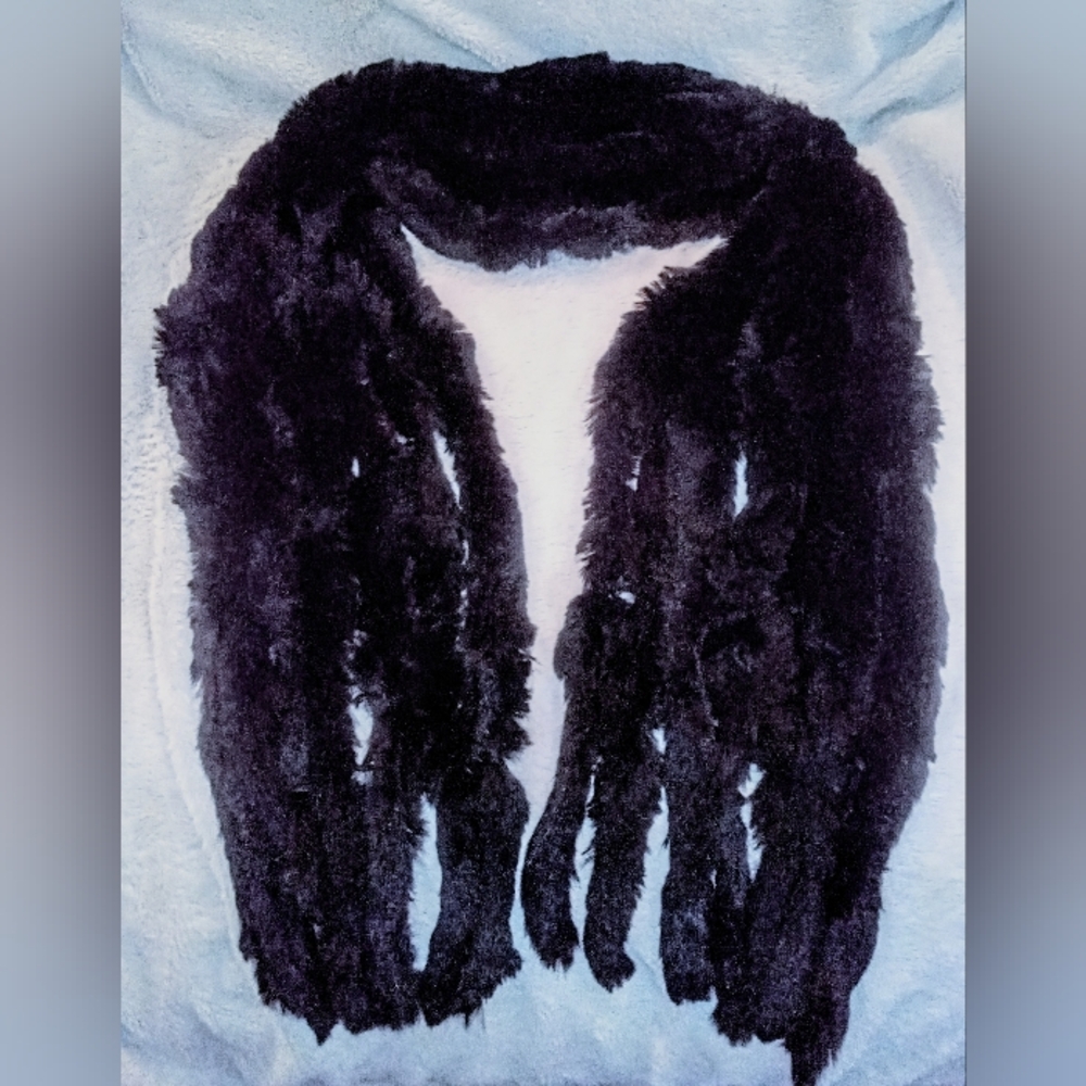 56" Soft Rabbit Fur Fringe Scarf